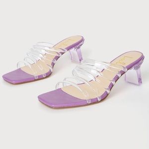 Lilac and Clear Vinyl Strappy Slide Sandals